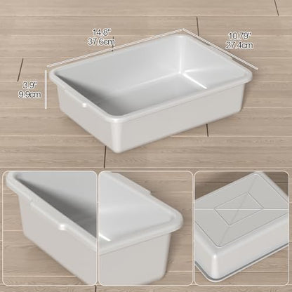 8 L Plastic Bus Tubs, Small Commercial Bus Tub Tote Box, 5 Packs | Light Gray Food Service Bus Boxes, Dirty Dish Utility Tub - size: 8 L
