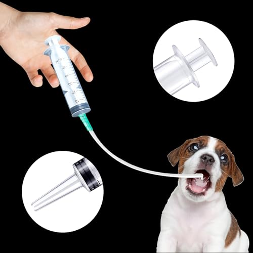 4pcs Plastic Syringe with 13inch Tube for Liquids, Oral, Scientific Labs, Measuring, Dispensing, animal feeding, pouring plants, including 2pc of 20ml and 60ml Syringes
