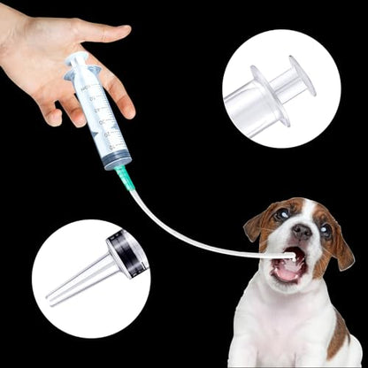4pcs Plastic Syringe with 13inch Tube for Liquids, Oral, Scientific Labs, Measuring, Dispensing, animal feeding, pouring plants, including 2pc of 20ml and 60ml Syringes
