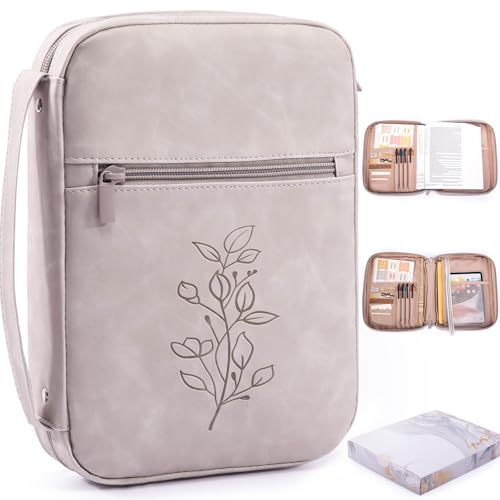 Large PU Leather Bible Cover for Men, Women Packed in Gift Box - Bible Carrying Case Debossed Bible Case - Bible Carrier - Bible Bag with Pocket for Bible Study Suppliers, Bible Gift for Book Lovers