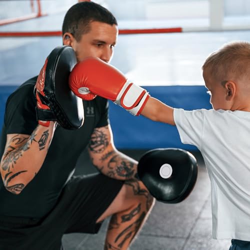 Boxing Pads Mitts, Leather Curved Focus Boxing Gloves, Shock-Resistant Thickened Punching Mitts, Taekwondo Equipment for Fighting or Striking Practice, Pads.