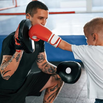 Boxing Pads Mitts, Leather Curved Focus Boxing Gloves, Shock-Resistant Thickened Punching Mitts, Taekwondo Equipment for Fighting or Striking Practice, Pads.