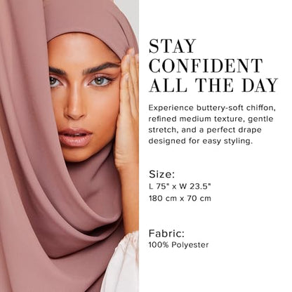 Premium Chiffon Hijab Scarf for Women Lightweight Non Slip Fashion Scarves - color: Dusty Rose, size: 1 Pack