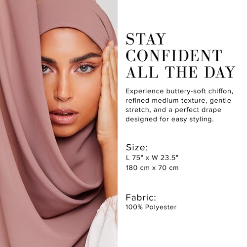 Premium Chiffon Hijab Scarf for Women Lightweight Non Slip Fashion Scarves - color: Dusty Rose, size: 1 Pack