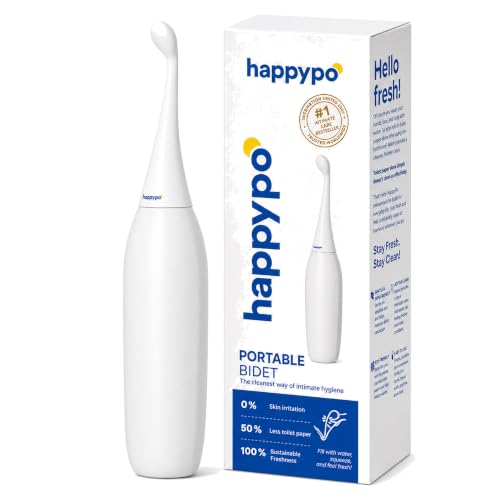 The Original HAPPYPO Travel Bidet - Handheld Bidet for Gentle Cleansing - Portable Hygiene Bottle for Home or Travel - Replaces Wet Wipes and Douche Bottles for Women - color: White, size: Regular (300 ml)