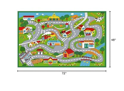 Muslim Prayer Rug, Mats for Kids, Muslim Mat, Halal, Ramadan Rugs, Masjid Quran Arabic Set Islamic Gifts, Play Rugs; Village Green Color 4x6 ft, Machine Washable Rug - 001