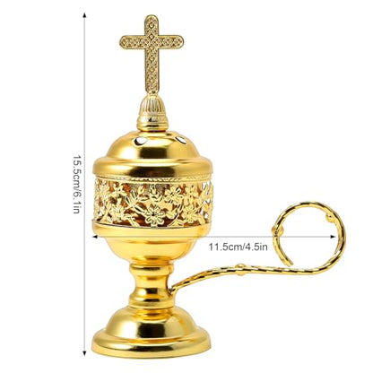 Yawlsow Incense Burner, Frankincense Charcoal Incense Stand, Bakhoor Incense Burner Holder, Ideal for Aromatherapy, Yoga and Spa, Home and Christian Church Censer, (Gold*2) - color: Gold*2