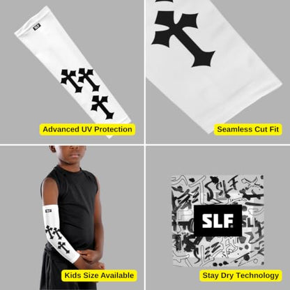 Faith Cross White and Black Arm Sleeve - color: Gothic Cross White, size: X-Large