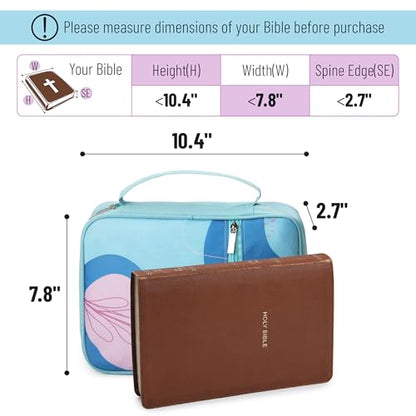 Mr. Pen- Bible Cover Case | Carrying Book Case with Durable Handle and Zippered Pocket, Bible Protective Church Bag for Men & Women, Christian Gifts - color: Aqua Flora