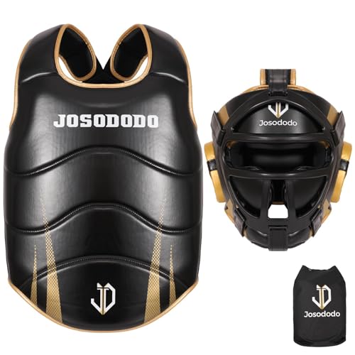 Boxing Sparring Gear Set for Youth - Headgear & Body Protector - color: BLACK+GOLD