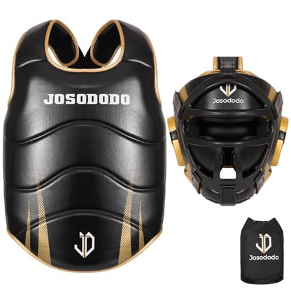 Boxing Sparring Gear Set for Youth - Headgear & Body Protector - color: BLACK+GOLD