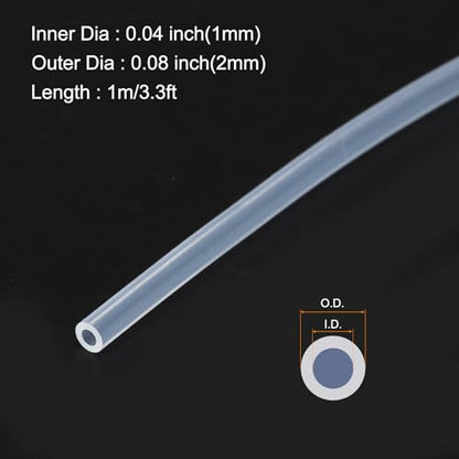 1m(3.3ft) 1mm(0.04") ID x 2mm(0.08") OD Silicone Tubing Clear Industrial Plastic Tubing Pure Silicone Hoses for Pump Siphoning Draining Irrigation Brewing - color: Clear, size: 0.04" x 0.08"