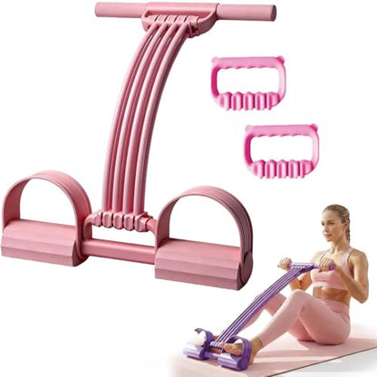 Upgrade 8 Tubes Pedal Resistance Bands with Handles, Multifunction Tension Rope Exercise Bands, Home Gym Elastic Yoga Pedal Puller Stretch Bands for Full Body Workout, Yoga, Waist, Arm, Leg - color: Pink-#1