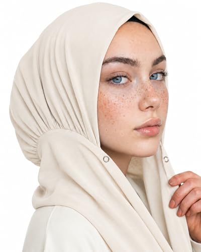 Instant Hijab Scarf for Women – Soft, No-Iron, No-Pins, Ready-to-Wear Hijab – Stretchy & Lightweight Polyester Fabric - color: C2 White