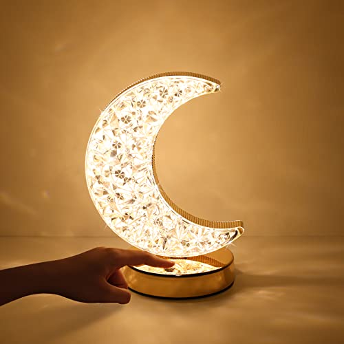 SupBri Moon Lamp, Crystal Lamp 3 Color Modes & Touch Control, Cute Night Light for Kids Girls Birthday, Bedroom,Ramadan Decorations - color: Moon