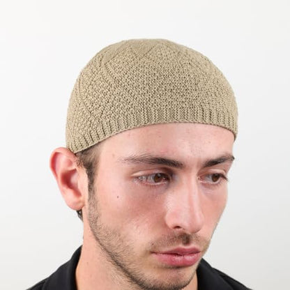 Muslim Kufi Hats for Men, Velvet Crochet Islamic Prayer Cap, Stretchable, Breathable Knit Skull Beanie,Standard Size - color: Oltu- Mix 2