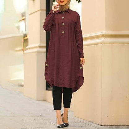 Prayer Clothes for Muslim Women One-Piece Long Sleeve Islamic Prayer Dress O Neck Lightweight Maxi Dress Dress - color: Red, size: Medium