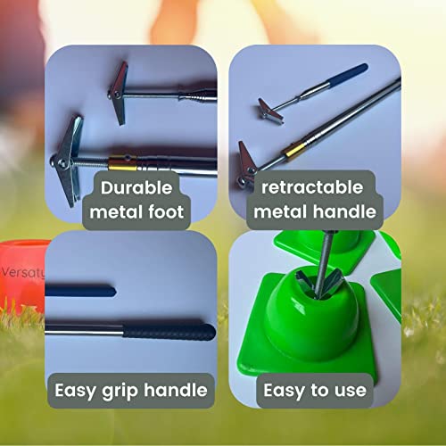 Versatyle Agility Training Cones Set with Retractable Cone Pickup Stick, 12 Green 2in Cones and 40in Cone Picker for Sports, Soccer, Football, Basketball, Motorcycle and Traffic Training