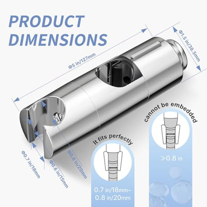 OFFO Shower Head Holder, Adjustable 0.75-1 inch Hand Held Shower Head Holder for Slide Bar, 45 Degree Rotation Shower Sprayer Holder with Hanging Design, Chrome - style: Chrome with Hanging Design