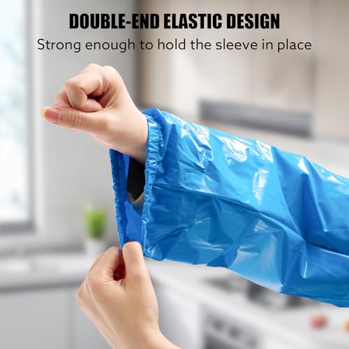 Yzurbu 2 Pairs Arm Sleeves Covers, Soft Waterproof Oil-proof Sleeves Protector for Arm with Elastic on Cuffs - color: Blue - 2 Pairs