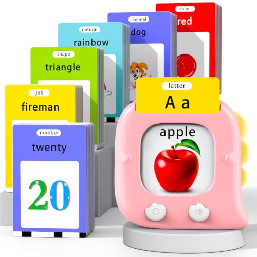 Kidzdo 520 Words Talking Flash Cards, Birthday Gifts for 3 4 5 6 Year Old Girls, Early Educational LearningToys, Pink - color: Pink, size: 520 Words(abc, numbers 0-20)