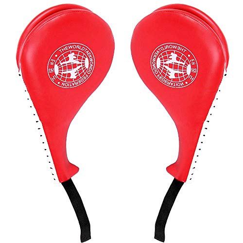 2 Pack Taekwondo Kick Pads, Durable Kicking Target Pads for TKD Karate Martial Arts Strike Kickboxing Training Muay Thai MMA Fight Gear - color: RED [1 Pair]