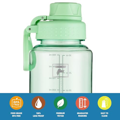 Fanhaw 32 oz Clear BPA-Free Tritan Water Bottle with Fast-Flow Spout Lid, BPA-Free & Leak-Proof Wide-Mouth Reusable Bottle for Gym, School & Office, Back to School Essentials (Glow Green) - color: Glow Green