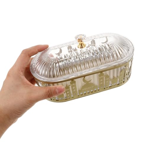 Ramadan Tray with Lid Iron Multi-Layer Snack Serving Tray Small Butter Dish Kitchen Tabletop Decor 7.20X3.54X3.54 Inch