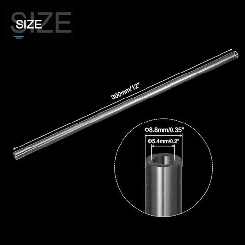 MECCANIXITY Clear Storage Tube 5.4x8.8mm Small Plastic Round Tubing with Caps Rigid Bottle Container 300mm/12 Inch for Item Stored - size: 5.4x8.8x300mm