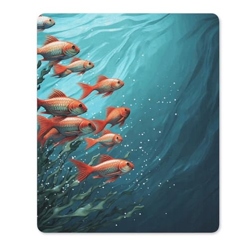 Square Mousepad Fish Aquarium Mouse Pad for Computer Mouse Mat Anti-Slip Rubber Mouse Pad for Office Laptop Waterproof Mouse Pads 8.7 * 7.1 * 0.1 Inch