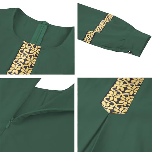 WSPLYSPJY Womens Muslim Abaya Dress Zipper Islamic Robe Pockets Maxi Prayer Clothes with Hijabs - color: Green, size: Medium