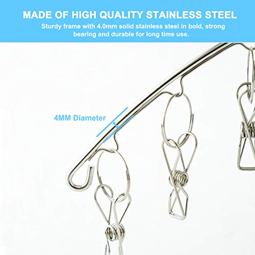 Seropy Clothes Hanger with 10 Clips Laundry Drying Rack 6 Pack, Clothes Drying Rack Stainless Steel Sock Hangers Windproof Clip and Drip Hanger for Drying Socks, Bras, Towel, Underwear, Baby Clothes - size: 6 Pack