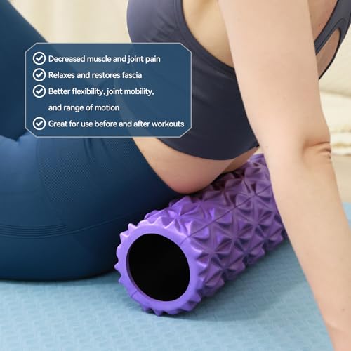 Foam Roller, 15 inch High Density Massage Roller for Exercise | Deep Tissue Massager for Muscle Massage, Myofascial Trigger Point Release, Exercise, Yoga, Pilates & Stretching, Purple - color: Purple