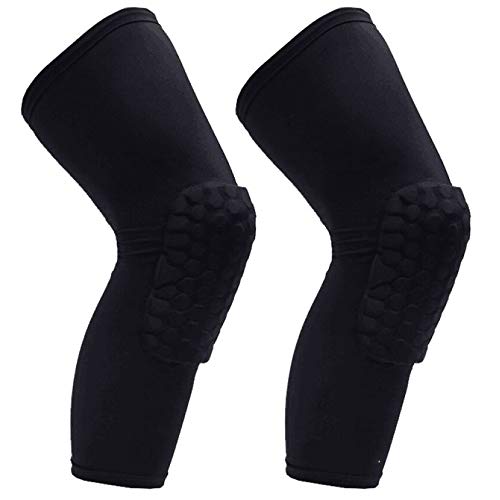 PISIQI Knee Pads Compression Pads Long Leg Sleeve Collision Avoidance Brace Protection Knee Sleeve for Basketball Football Volleyball Cycling (1 Pair) - color: Black, size: X-Large