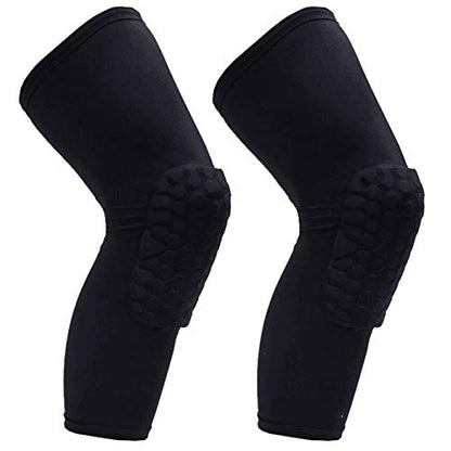 PISIQI Knee Pads Compression Pads Long Leg Sleeve Collision Avoidance Brace Protection Knee Sleeve for Basketball Football Volleyball Cycling (1 Pair) - color: Black, size: X-Large