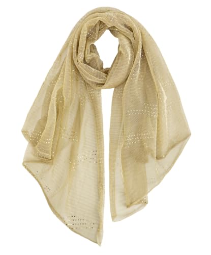 GERINLY Lightweight Scarves Fashion Print Cotton Feel Scarf for Women Shawl - color: Gold