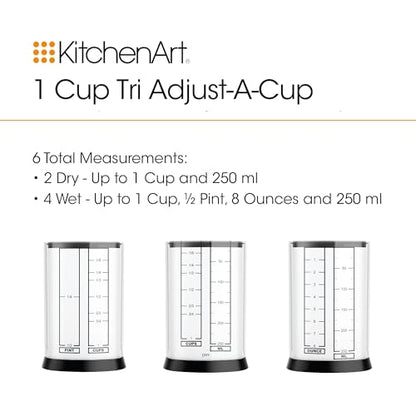 KitchenArt Pro Adjustable Measuring Set, Includes Adjustable Tablespoon, Teaspoon, and 1 Cup Measuring Cup - size: Tablespoon, Teaspoon, 1 Cup