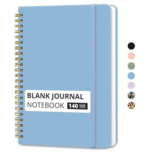 Taja Blank Spiral Journal Notebook for Women & Men, 140 Pages, Sketch Book, Plain Notebook for Drawing & Sketching, Journals for Creative Writing, A5(5.7" x 7.9") – Blue - color: D.Blue, style: d-Blank