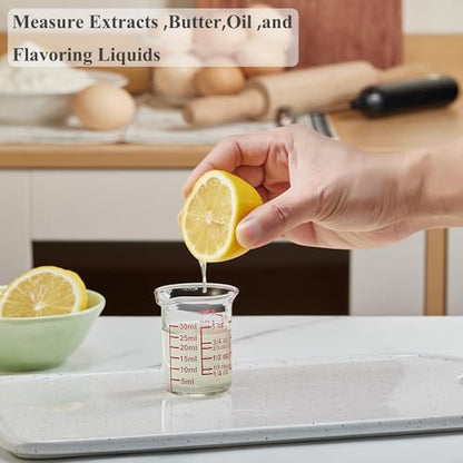 High Borosilicate Glass Measuring Cup with V-Shaped Spout, 30ml (1oz) | Pack of 2 – Precision Glass Measuring Cup for Kitchen & Bar - size: 30 ML/1 OZ(Pack of 2)