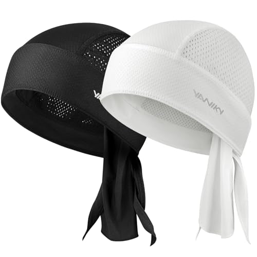 YANIKY Do rag Bandanas for Men, Breathable Skull Caps Dew Rags for Women - color: Black+white