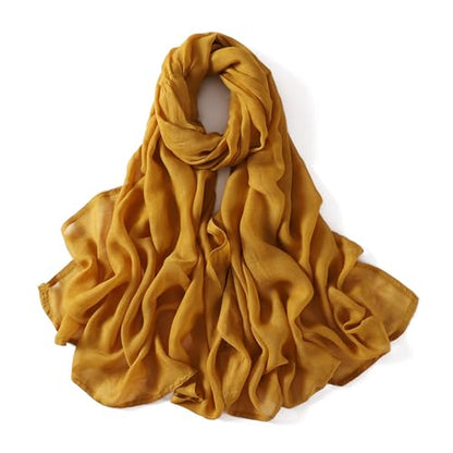 Viscose Hijab Scarf for Women Muslim Cotton Jersey Hijab Fashion Long Scarf Shawls - color: Mustard