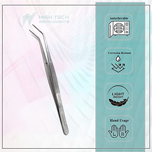 Reptile Feeding Tongs Straight Aquarium Tweezers Anti-Rust Thickened Stainless Steel Forceps, for Terrarium, Fish Tank, Snakes/Lizards/Gecko, Planting By HTI (6" - Angled) - size: 6" - Angled