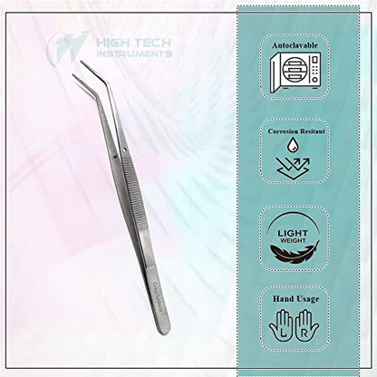 Reptile Feeding Tongs Straight Aquarium Tweezers Anti-Rust Thickened Stainless Steel Forceps, for Terrarium, Fish Tank, Snakes/Lizards/Gecko, Planting By HTI (6" - Angled) - size: 6" - Angled
