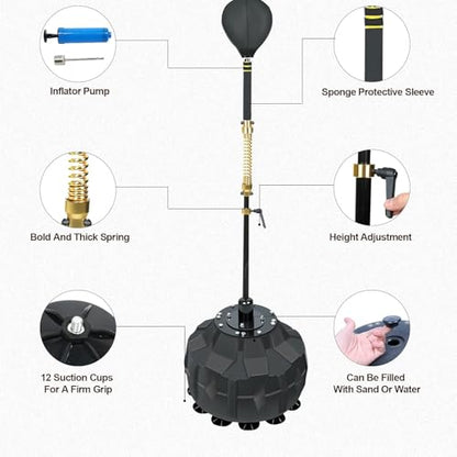 INNOLIFE Boxing Fast Respond Speed Bar Heavy Duty Punching Equipment Adjustable Height from 57"~74.8" Boxing Skills Training Free Standing