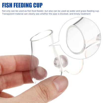 TOYANDONA Fish Tank Feeding Cup Aquarium Glass Fish Food Container Worm Feeder for Feeding