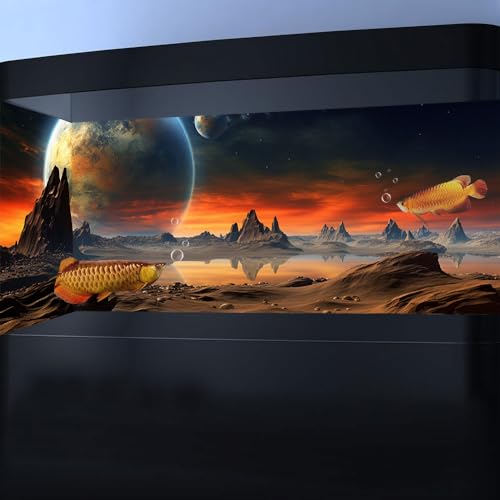 24X16IN Cosmic Aquarium Background, Cool Parallel Space Themed Fish Tank Background, Tropical Desert Terrarium Background with 8 EVA Double-Sided Tape - color: Outer Space, size: 24X16in/60X40cm