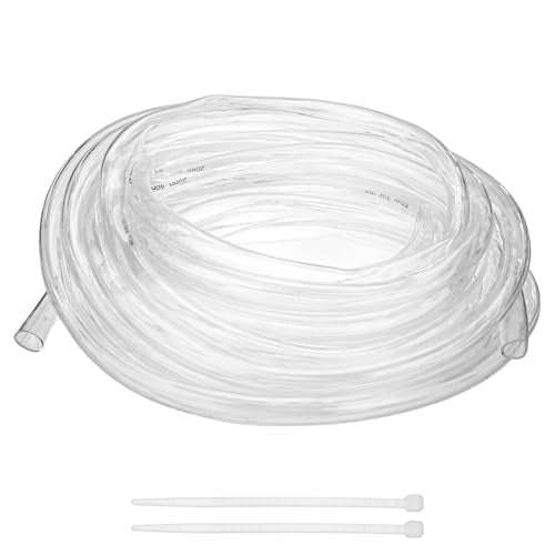 M METERXITY Vinyl Tubing 3/4" ID x 1" OD 50ft Flexible Plastic Tube with 2 Hose Ties, Lightweight Hybrid PVC Hose for Water Gardening/Airline/Aquarium Tubing [Clear] - size: 3/4" ID x 50ft