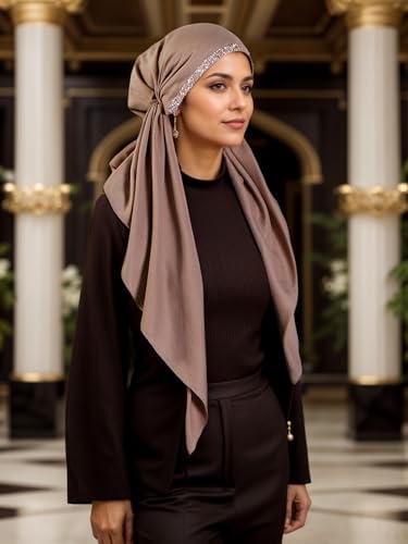 Instant Hijab for Women: Hijab Scarf, Hijabs for Women Muslim, Muslim Head Scarf, Easy Slip on - color: Khaki