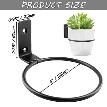 Jiozermi 2 Pack 6 inch Flower Pot Holder Ring, Matte Black | Flower Pot Holder Ring Wall Mounted Set Wall Mounted Metal Planter Hanger Matte Black Hanging Plant Holder - size: 6"