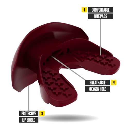 Nxtrnd One Football Mouth Guard, Strap Included, Fits Adult & Youth (Maroon) - color: Maroon